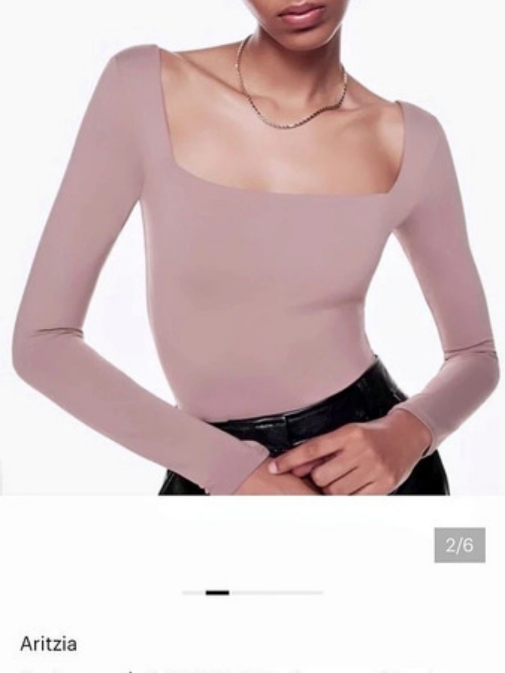 Aritzia Babaton Contour Squareneck Longsleeve Bodysuit Pink Size M